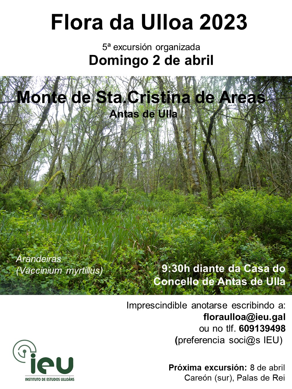 Excursión Flora da Ulloa 5ª 2023, 2-4-2023, Monte de Sta Cristina de Areas, Instituto de Estudos Ulloáns