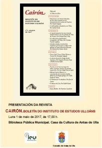 Presentación de Cairón nº 1. Boletín do Instituto de Estudos Ulloáns. en Antas de Ulla.