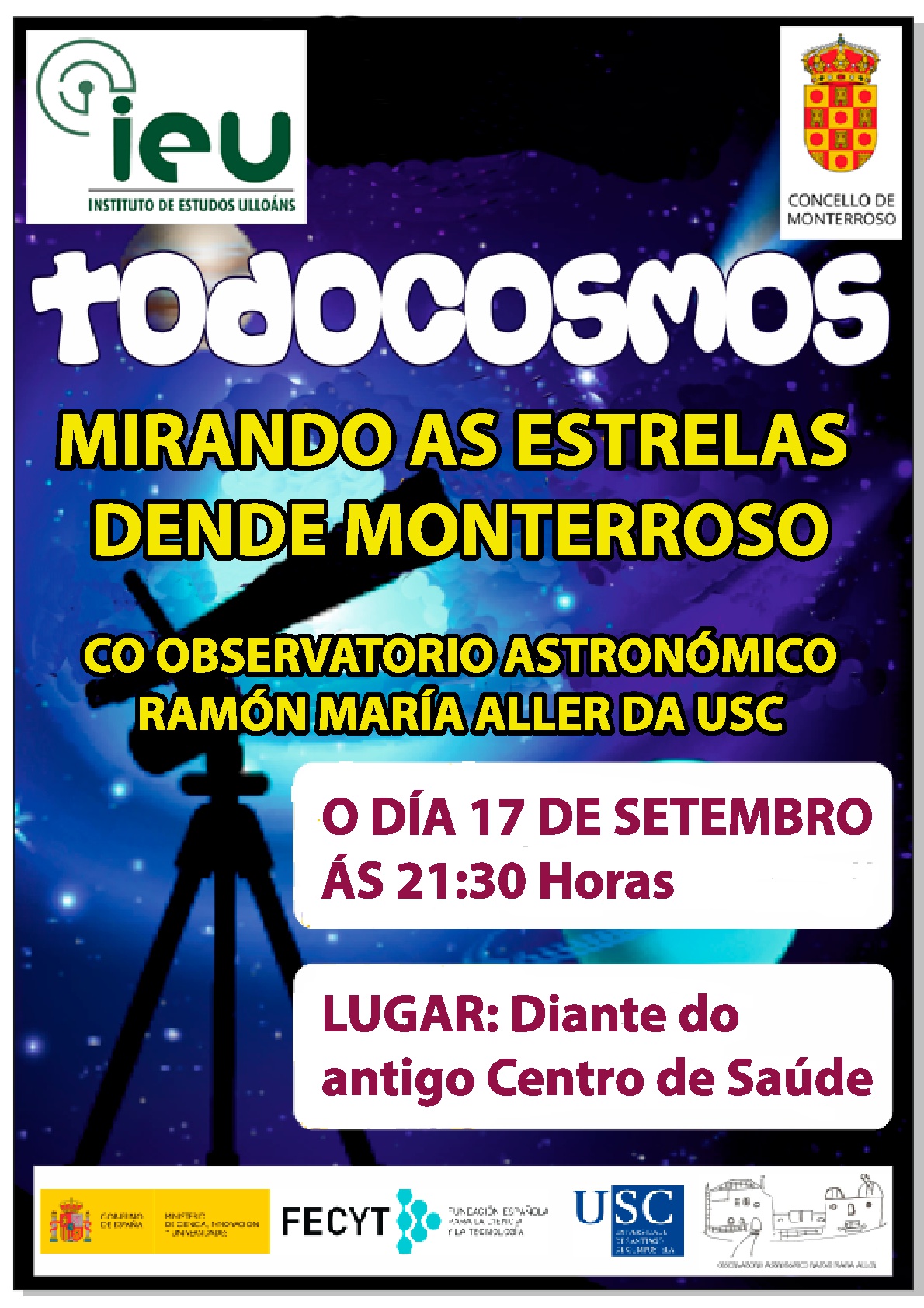 Todocosmos 17-9-2018, Observatorio Astronómico Ramón María Aller, Instituto de Estudos Ulloáns, IEU