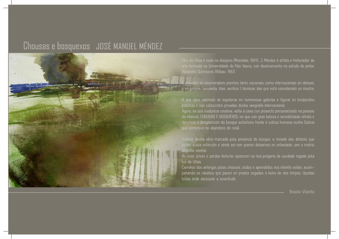 Díptico 1 exposición José Manuel Méndez, castelo de Pambre, Instituto de Estudos Ulloáns