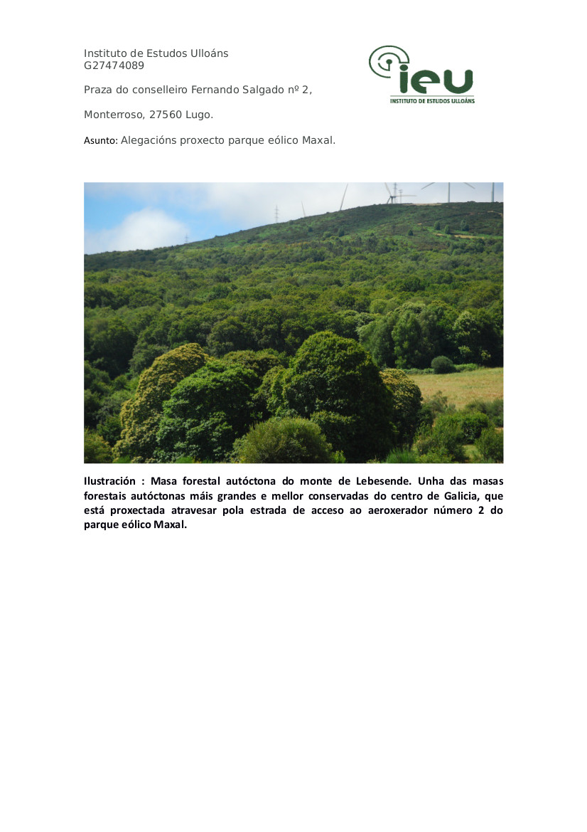 Alegacións do IEU ao proxecto Parque Eólico Maxal (2)
