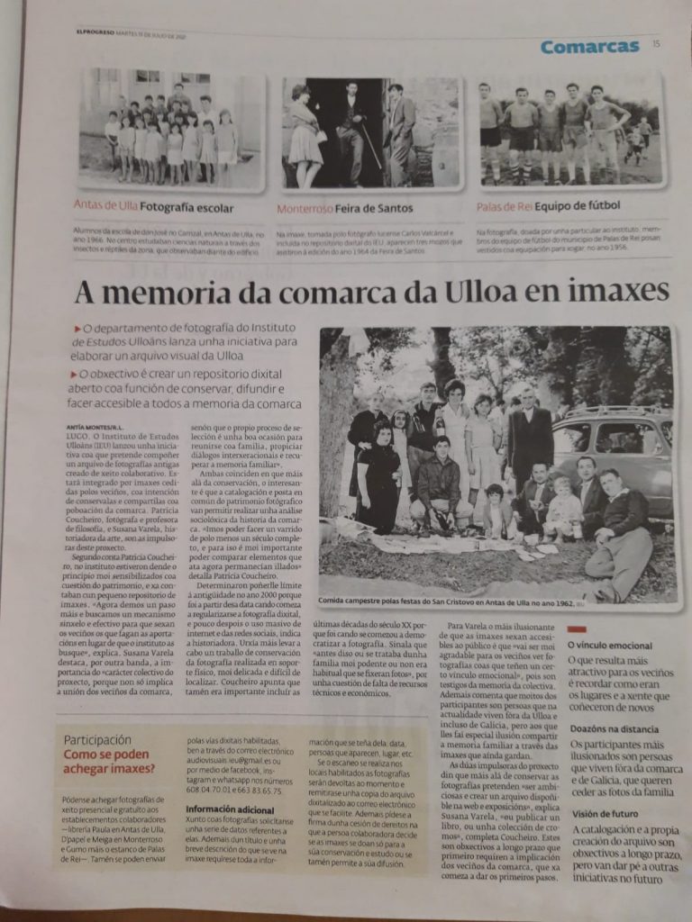 A memoria da comarca da Ulloa en imaxes (El Progreso 13-7-2021), Instituto de Estudos Ulloáns