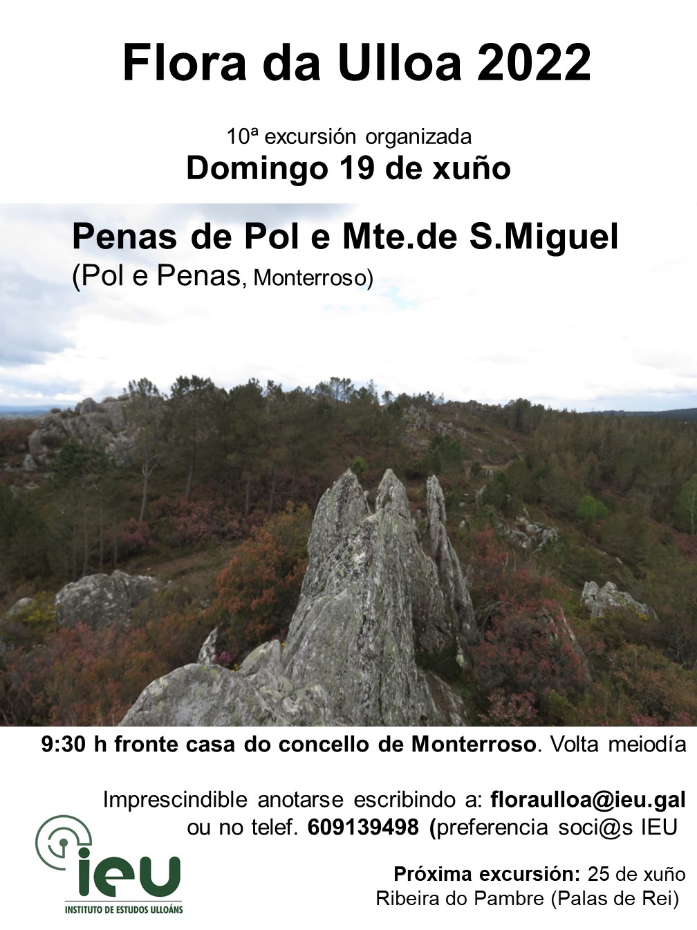 Excursións Flora da Ulloa 10ª-2022, Penas de Pol e monte de San Miguel de Penas (Monterroso), Instituto de Estudos Ulloáns, IEU