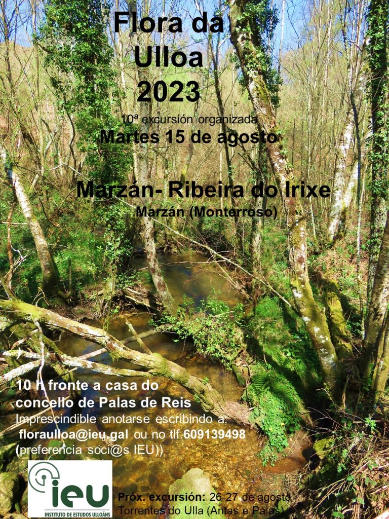 Excursión Flora da Ulloa 10ª 2023, 15-8-2023, Ribeira do Irixe, Instituto de Estudos Ulloáns