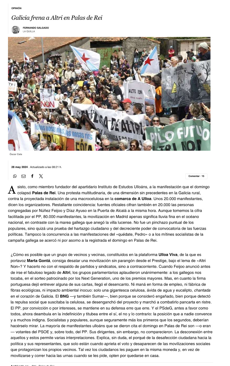 Galicia frena a Altri en Palas de Rei, Fernando Salgado, La Voz de Galicia