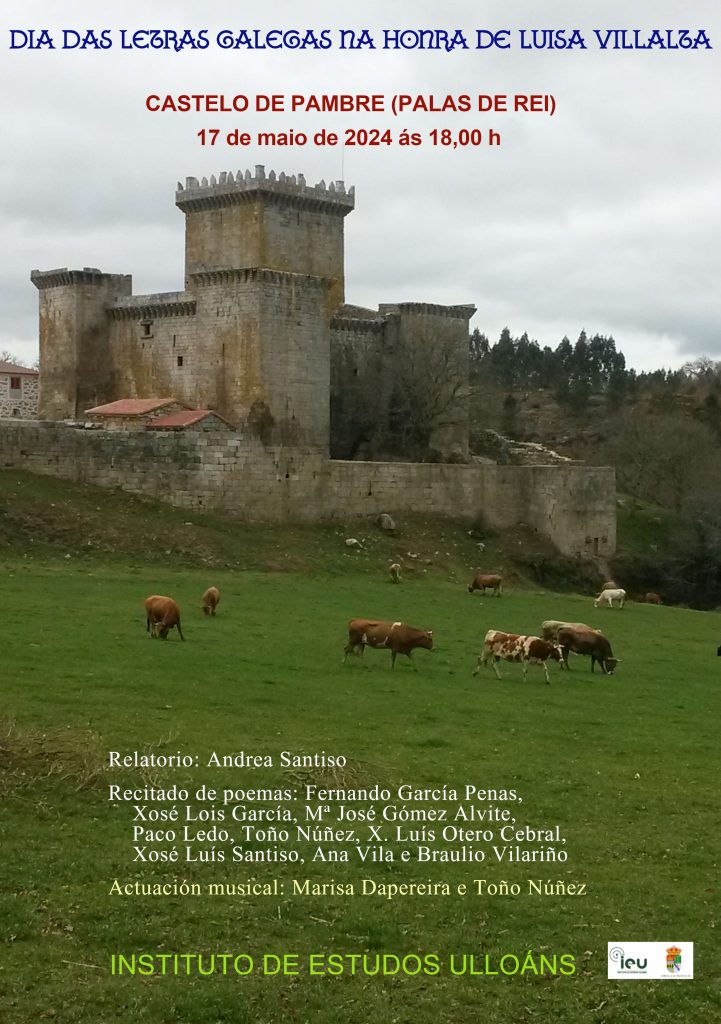 Letras galegas 2024, castelo de Pambre, Palas de Rei,Instituto de Estudos Ulloáns, web